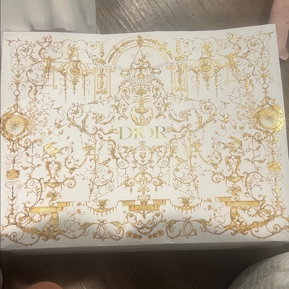 Dior Other - Large Dior White Shopping Bag with Gold Ornate Design